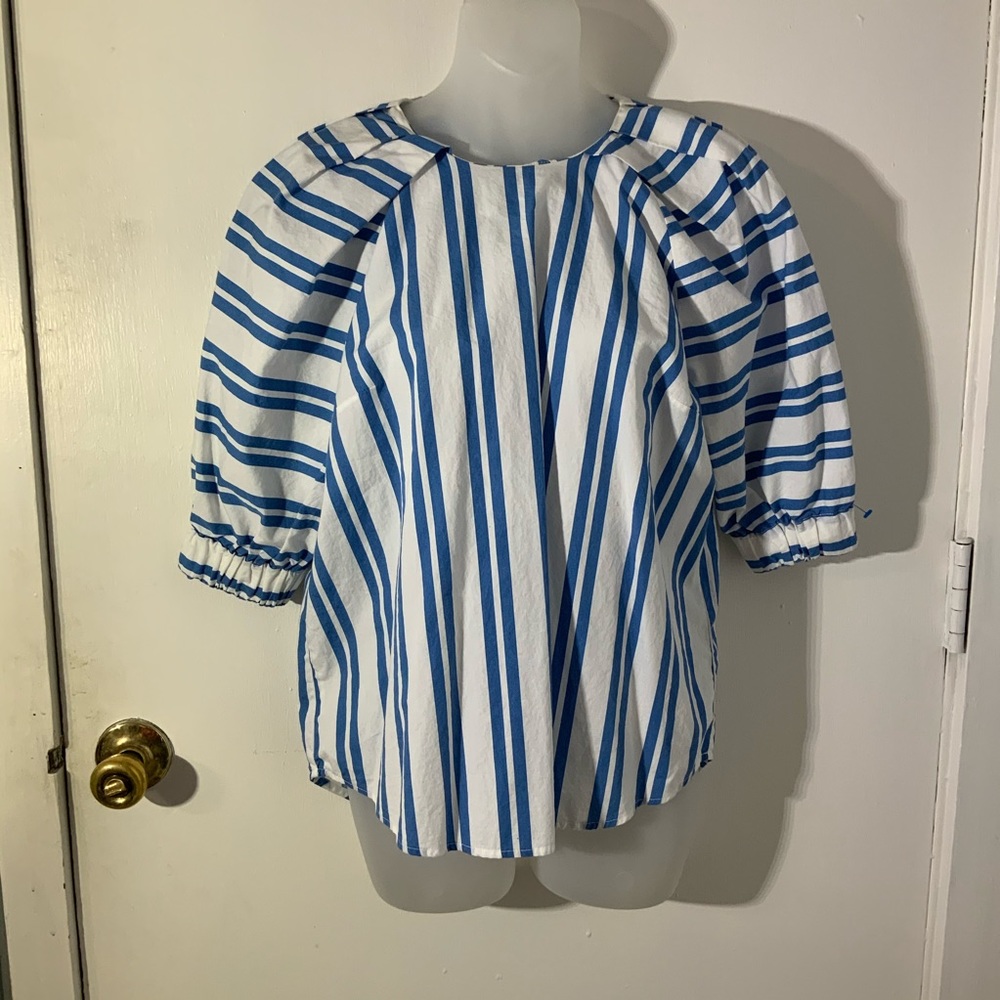 BLUE & WHITE STRIPE COTTON TOP SZ 12